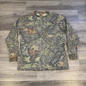 VTG Russell Athletic Outdoors Camo Mossy Oak BreakUp Pattern Size Large L/S